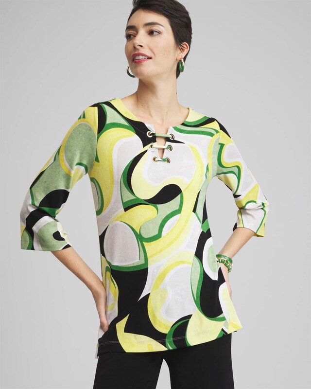 Travelers Abstract Lace Up Top